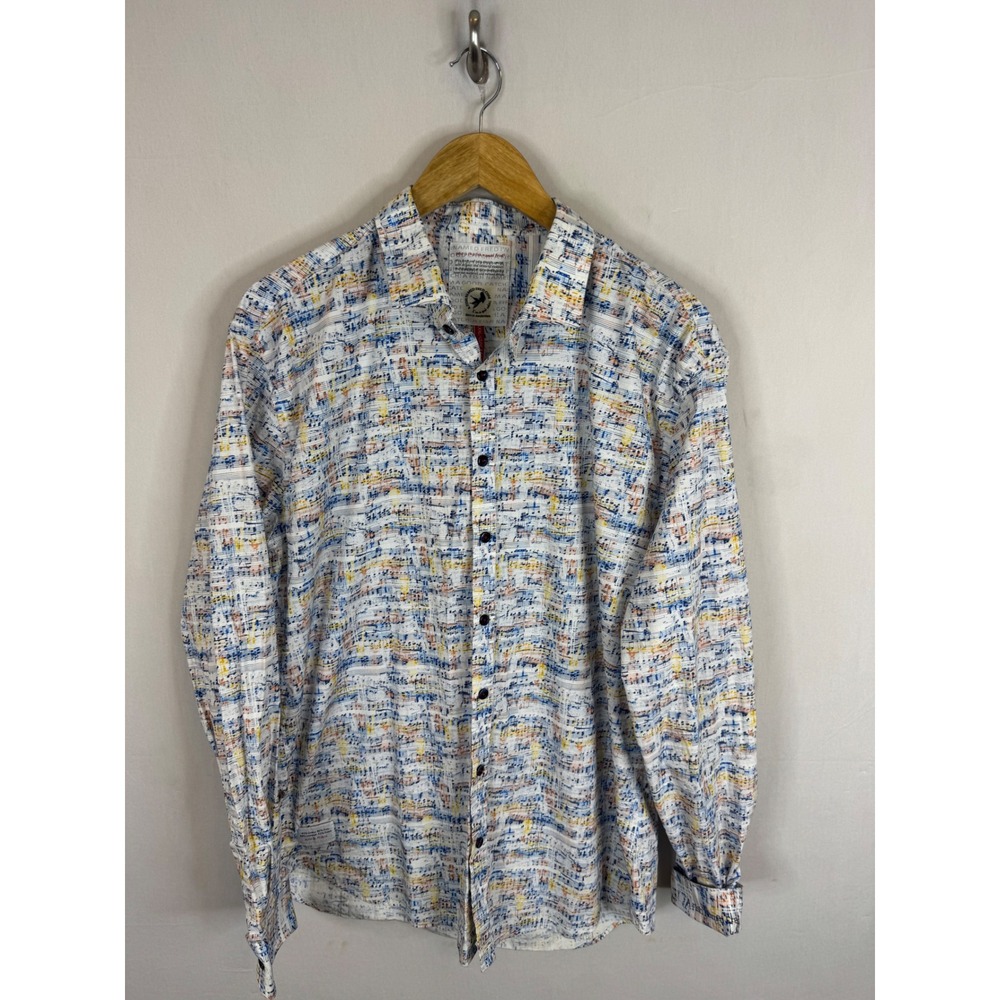 A Fish Named Fred Mens 2XL Music Sheet Print Button Down Shirt Multicolor Cotton